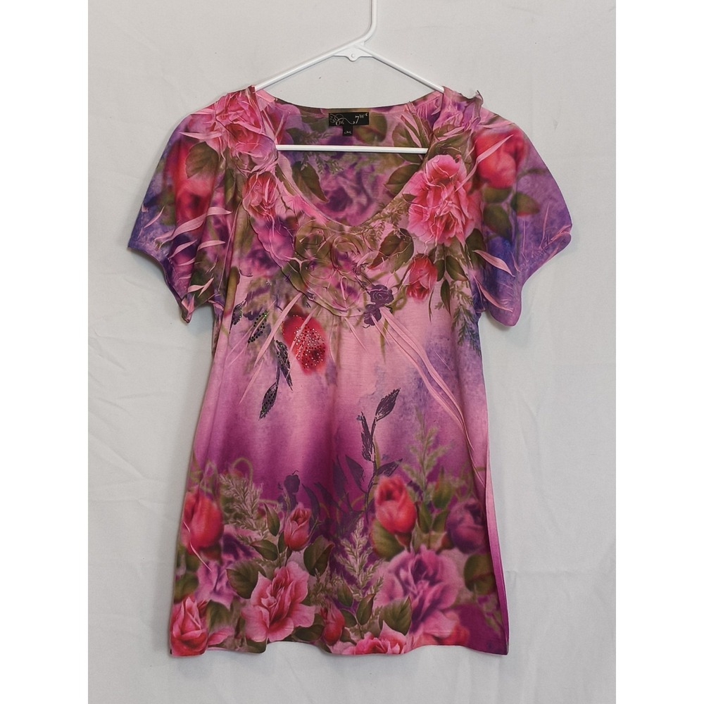 Y2K style Floral 3D Applique Flower Rose Romantic Coquette Womens Medium Pink